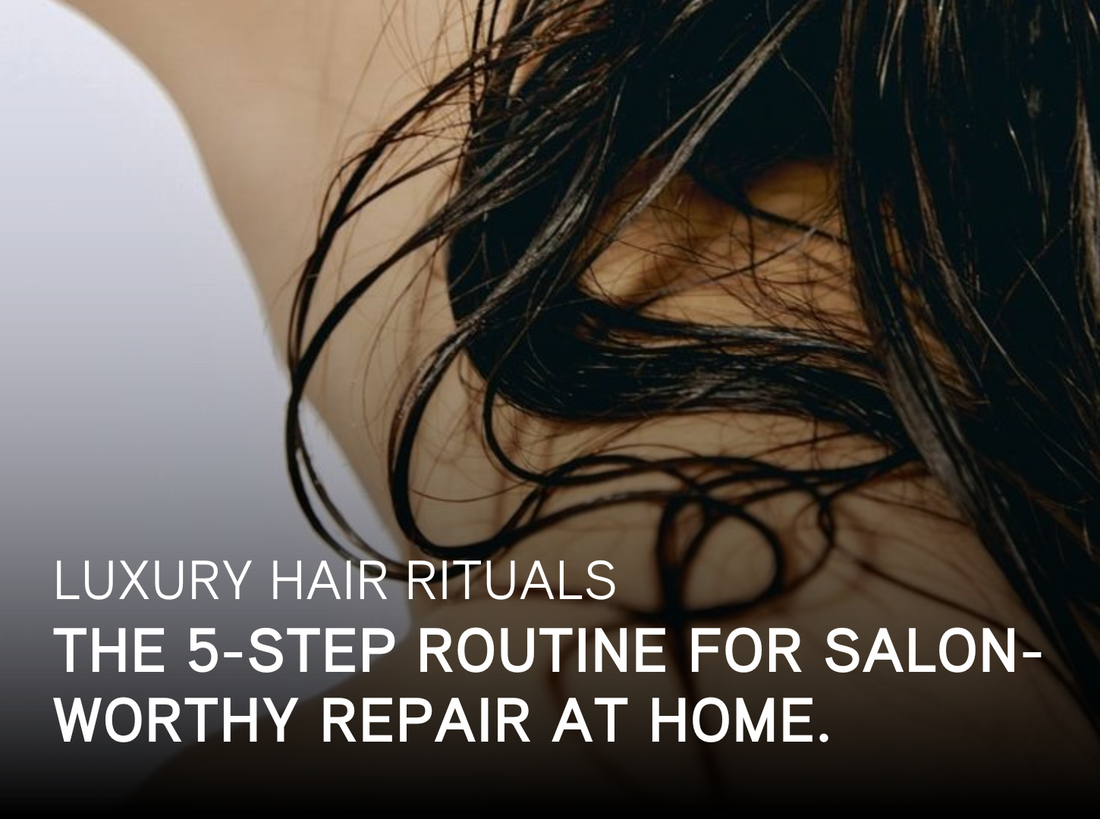 Wet hair during a repair home treatment.