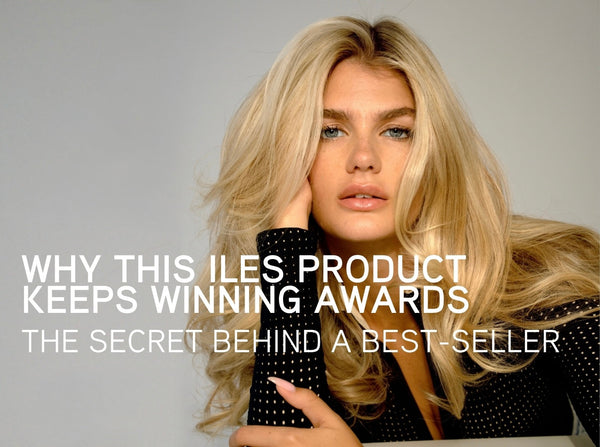Iles Formula blog cover: model with lustrous blonde waves, on why the Iles Formula Rinseless Root Refresh keeps winning beauty awards.