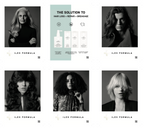 A collection of easel shelf cards displaying before and after images of hair, with the text 'The Solution to Hair Loss & Breakage' and the brand name 'Iles Formula'.