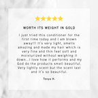 Five-star product review with a white background