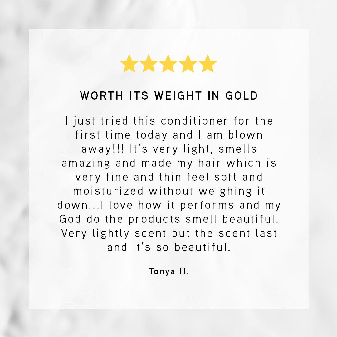 Five-star product review with a white background