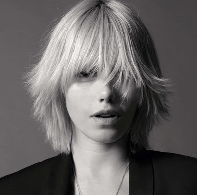 Shampoo Model with Short Blonde Hair, and Bangs